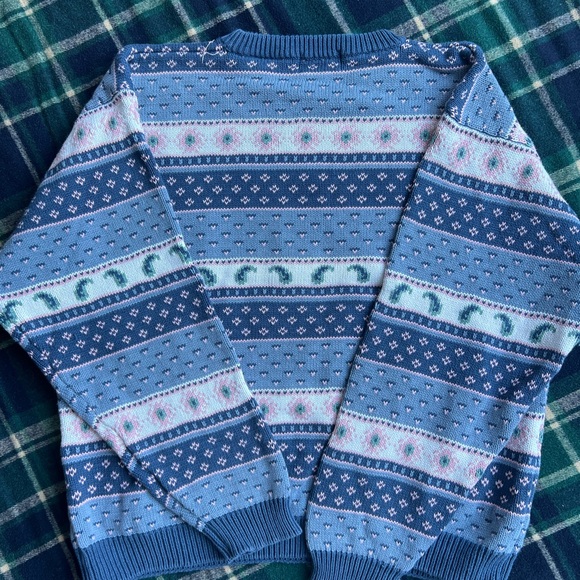 Blue Patterned Women's Sweater - Picture 2 of 4